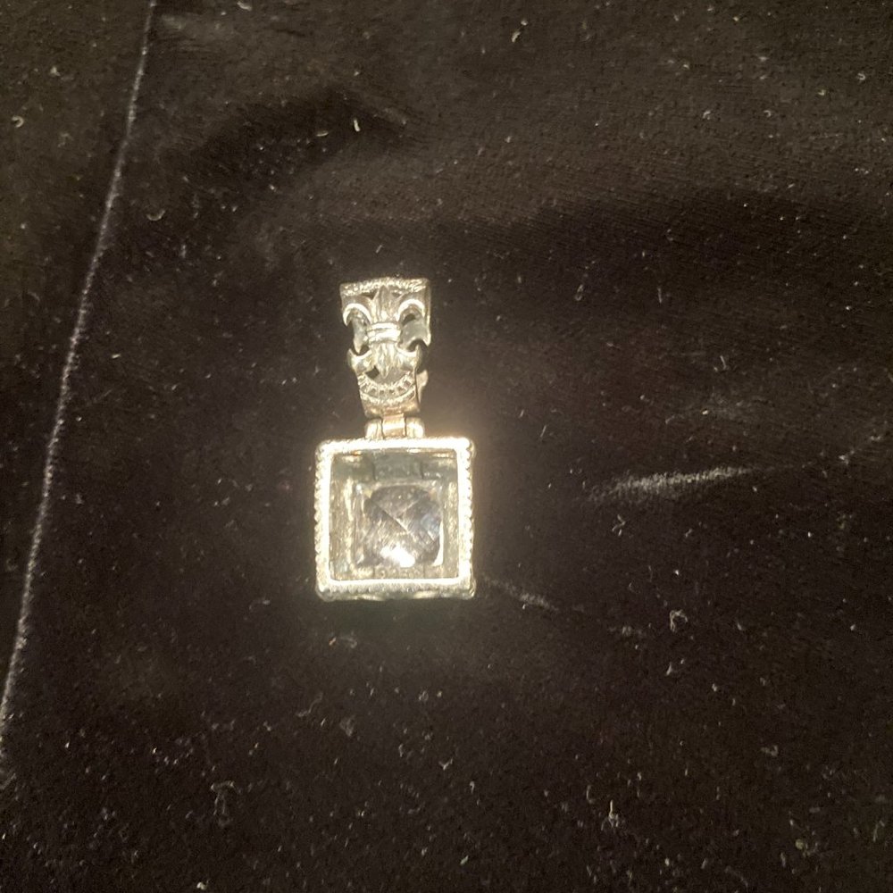 Beautiful Square Rhinestone Silver 925 Pendant - Picture 2 of 4